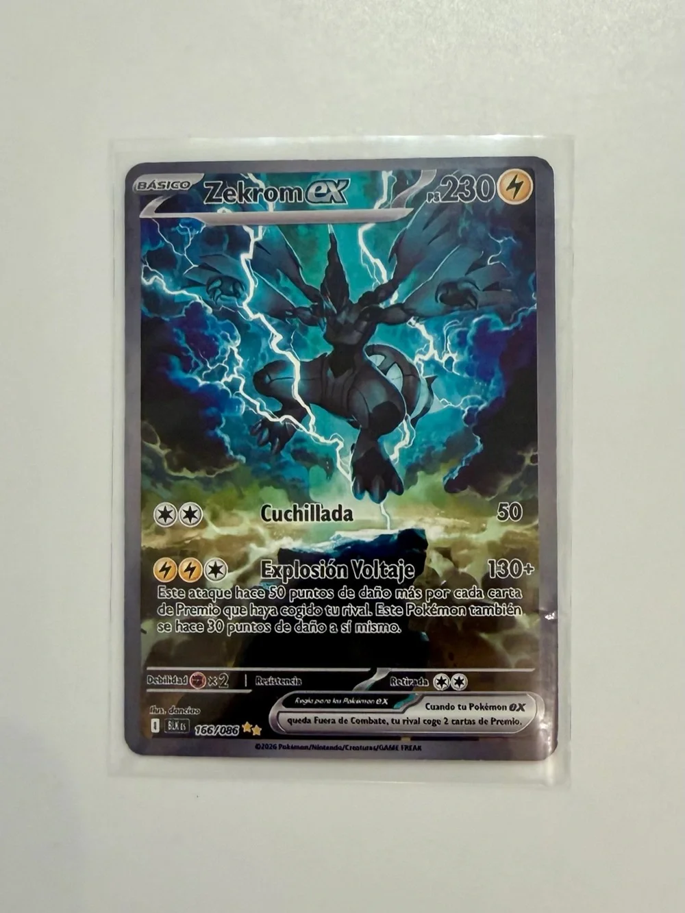 Pokémon Zekrom EX Black Bolt Special Illustration TCG Card #166/086 Spanish